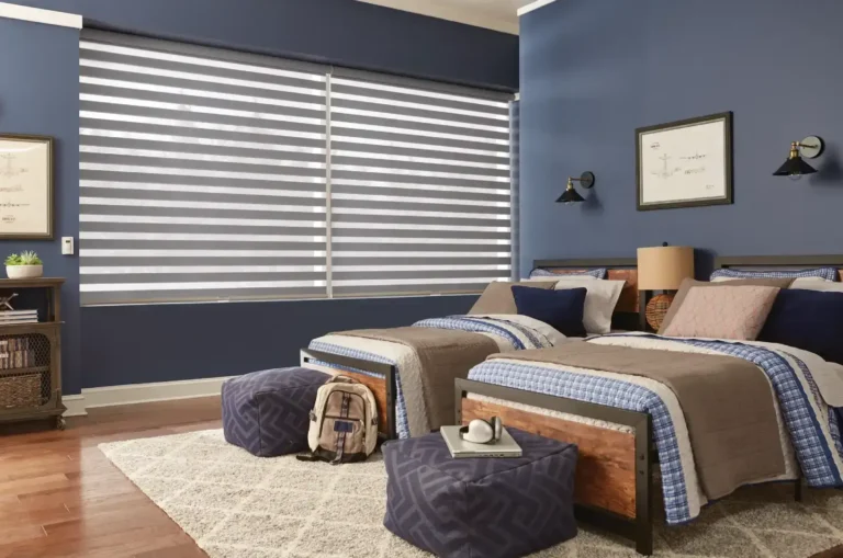 Graber Layered Shades in Bedroom Windows