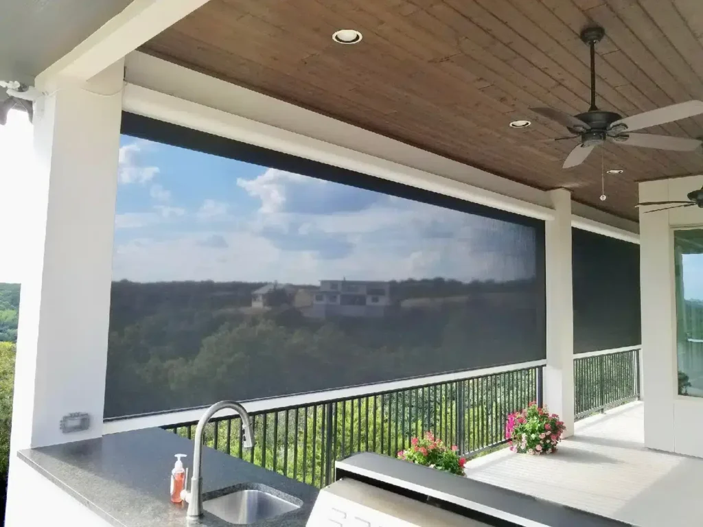 Exterior Shades in Balcony Seating Area