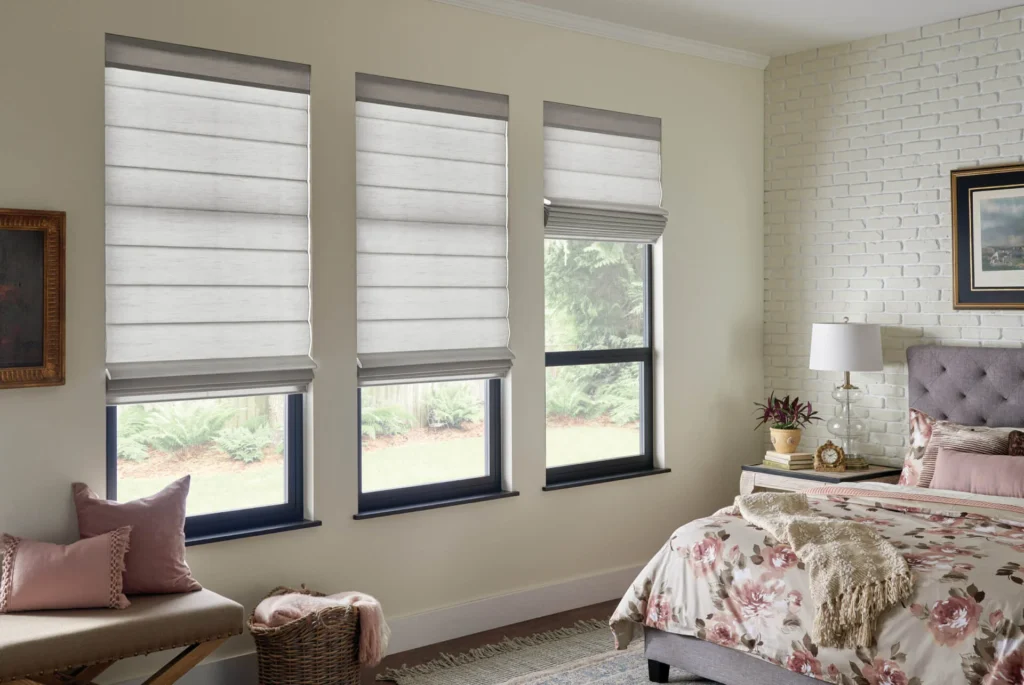 Flat Roman Shades in Bedroom