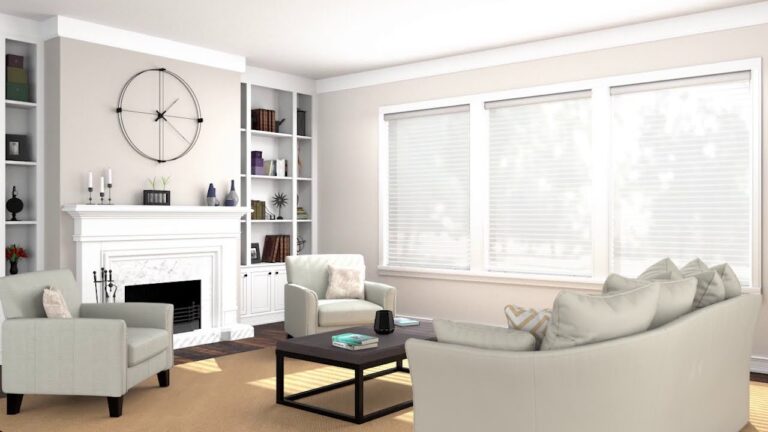 Modern living room with sheer shades