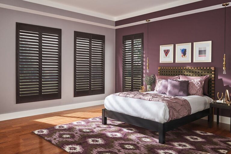 Graber Wood Shutters in Bedroom Window