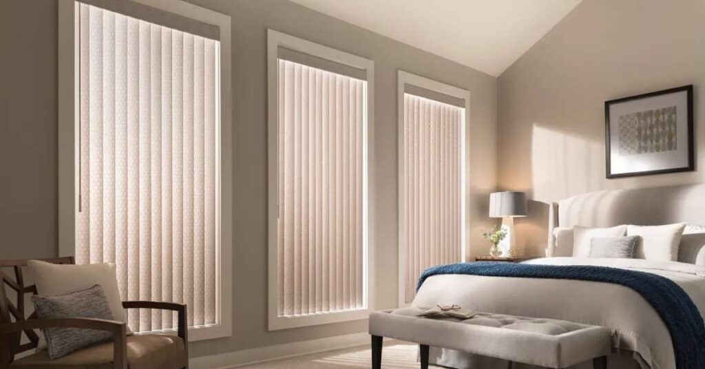 Graber vertical blinds in bedroom windows