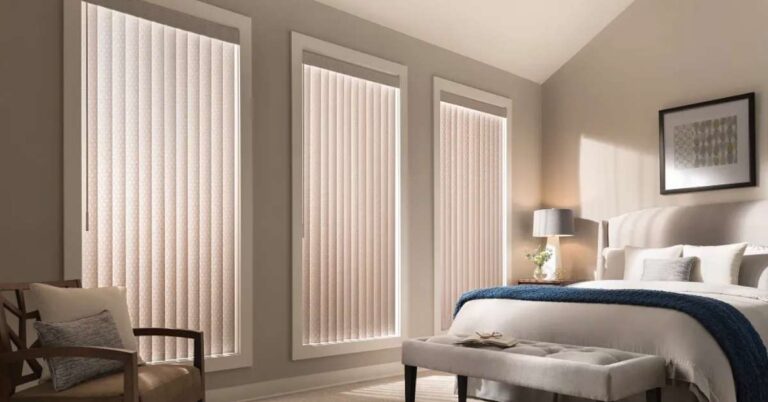 Graber vertical blinds in bedroom windows