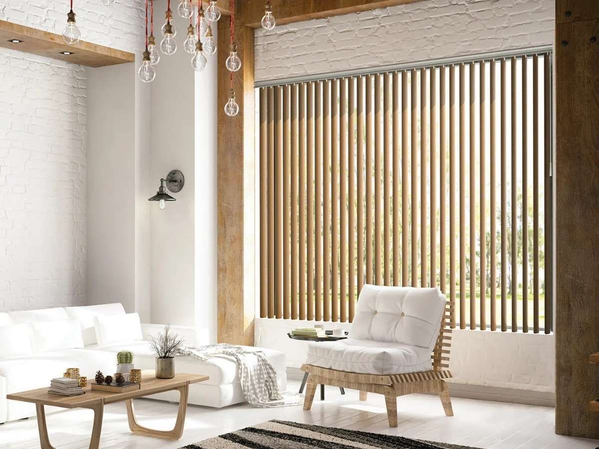 Norman Synchrony Vertical Blinds in Living Room