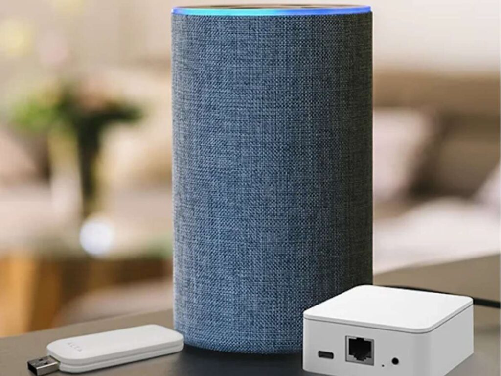 Smart speaker with connected devices.