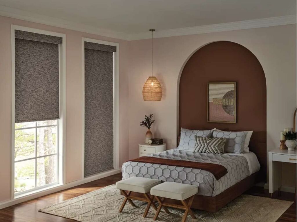 Graber Blackout Roller Shades in Bedroom