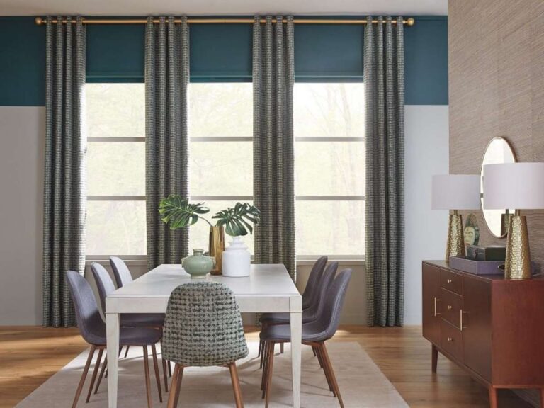 Horizons Textured Drapery in Dining Area
