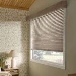 Graber Walnut Wood Blinds in Bedroom