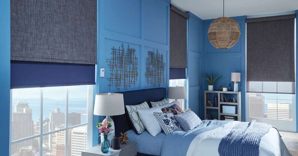 Dual Roller Shades in Bedroom Windows