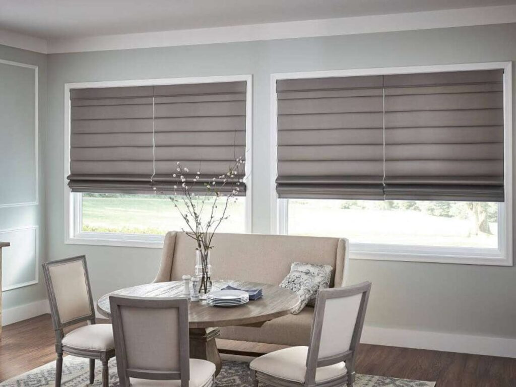 graber roman shades in a dining room