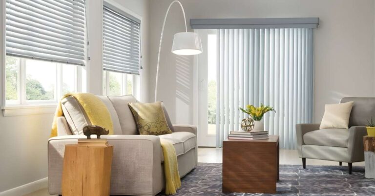 graber vertical blinds in a living room