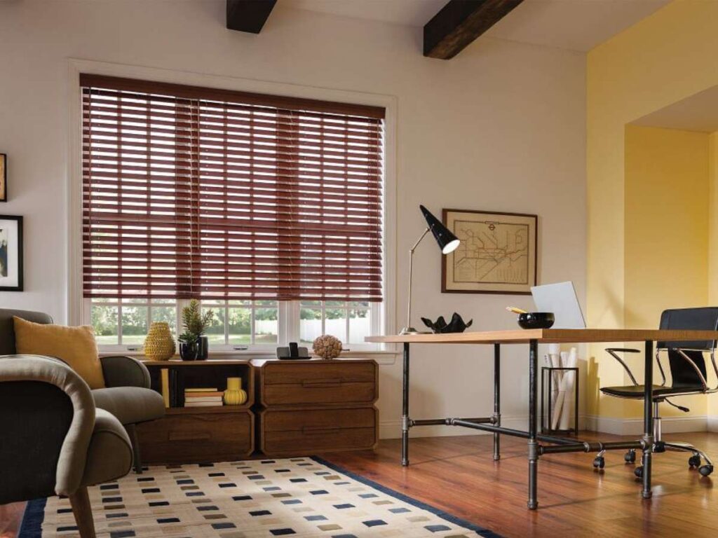 Graber Wood Blinds in a home office