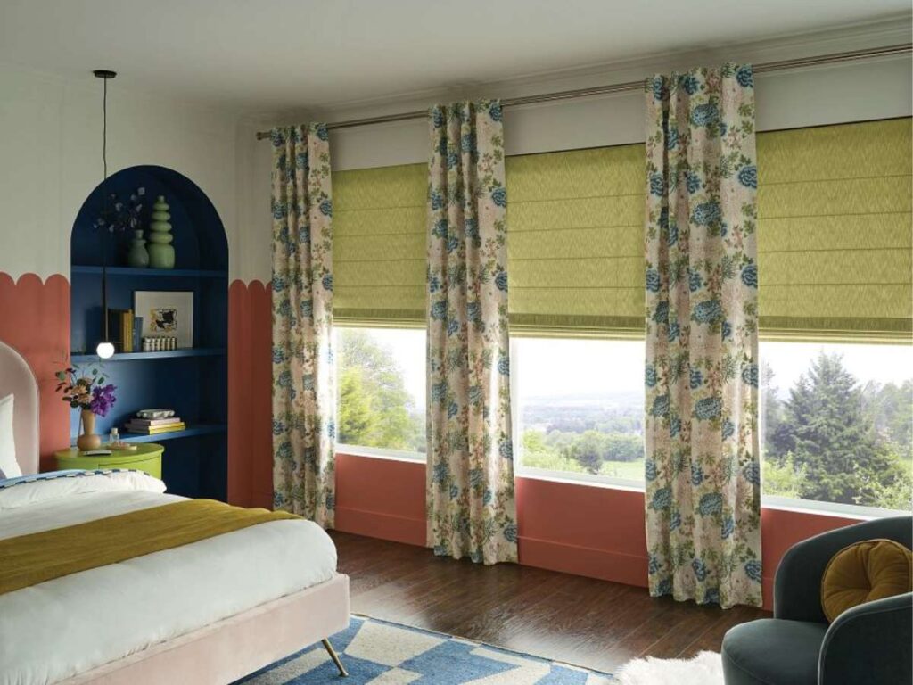 Horizons Roman Shades Floral Drapery
