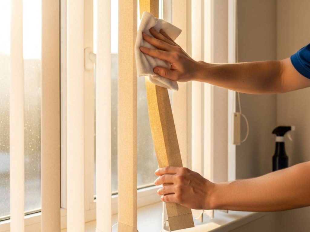 Microfiber cloth with vertical blinds