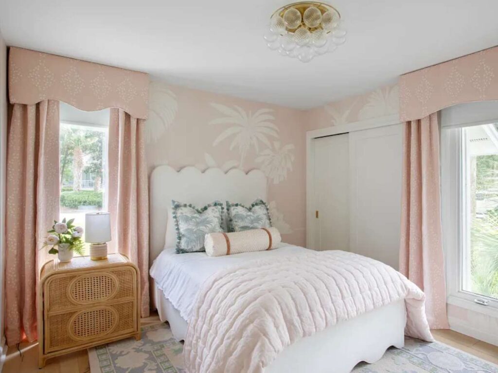 Graber Pink Drapes with Cornices