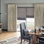 graber black and white printed drapery in a dining room