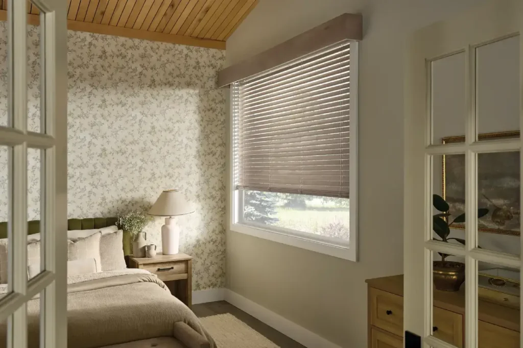 Graber wood blinds in the bedroom