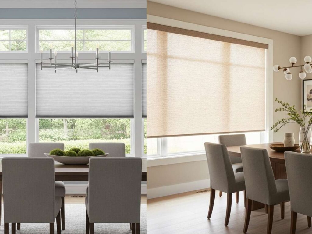 Cellular Shades vs. Roller Shades Dining Room