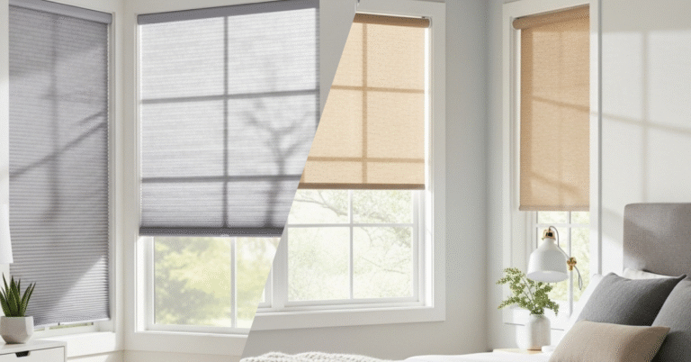 cellular shades vs. roller shades in a bedroom