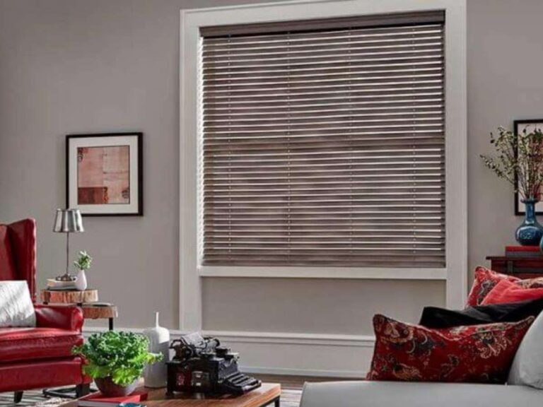 This is a picture of a cordless faux wood blinds