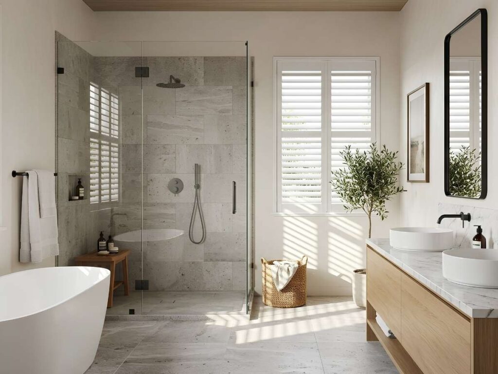 Composite Shutters in an Elegant Bathroom