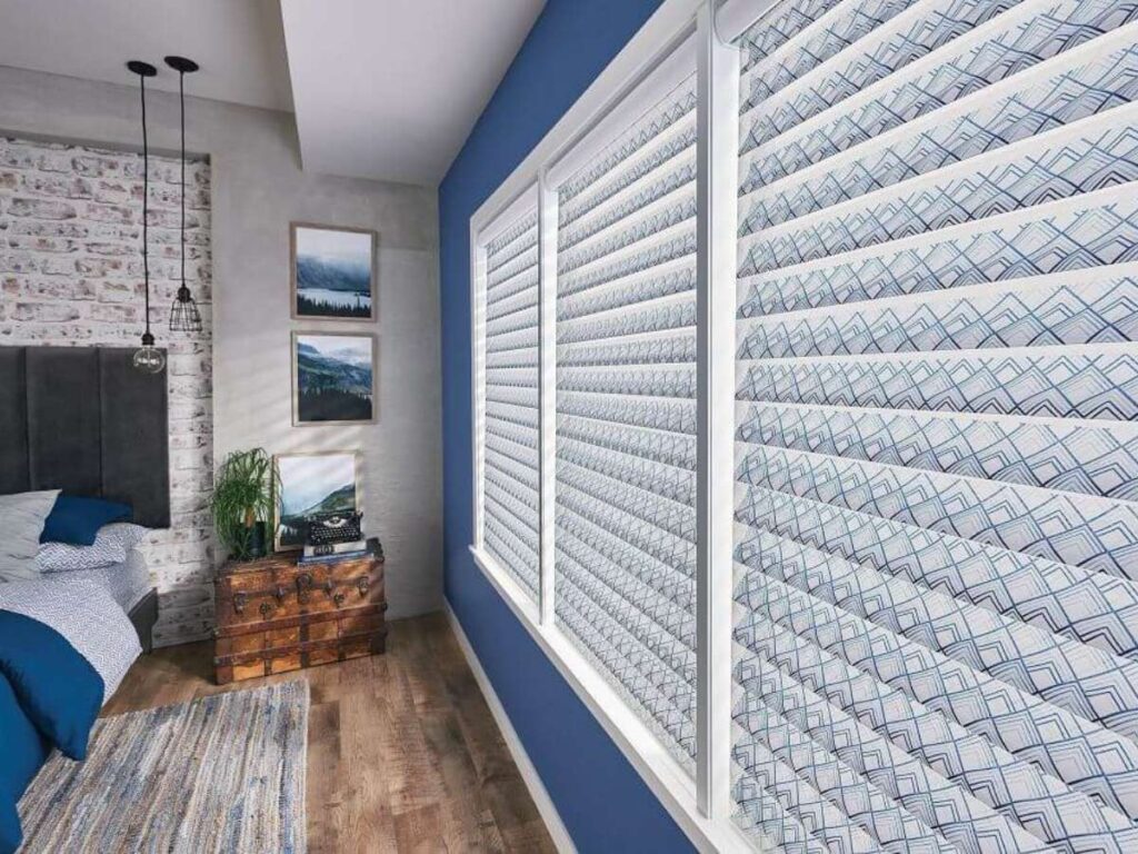This is a photo of a decorative sheer shades in a bedroom