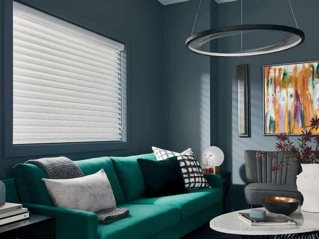 This is a photo of a sheer shades in a stylish living room