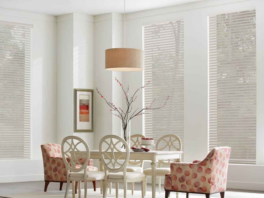 This is a photo of sheers shades in a dining room