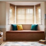 This is a photo of a wood blinds for bay windows