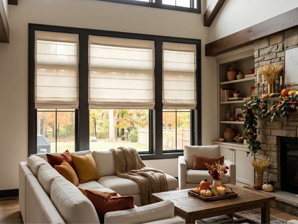 Thanksgiving Window Ideas Light Filtering Roman Shades
